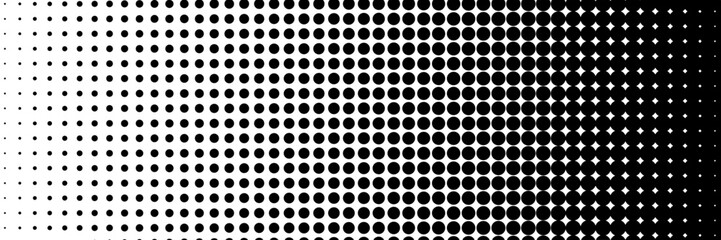 Halftone gradient. Dotted gradient, smooth dots spraying and halftones dot background seamless horizontal geometric pattern vector template set