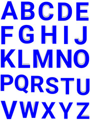 Full Alphabet in 3D Blue Letters 