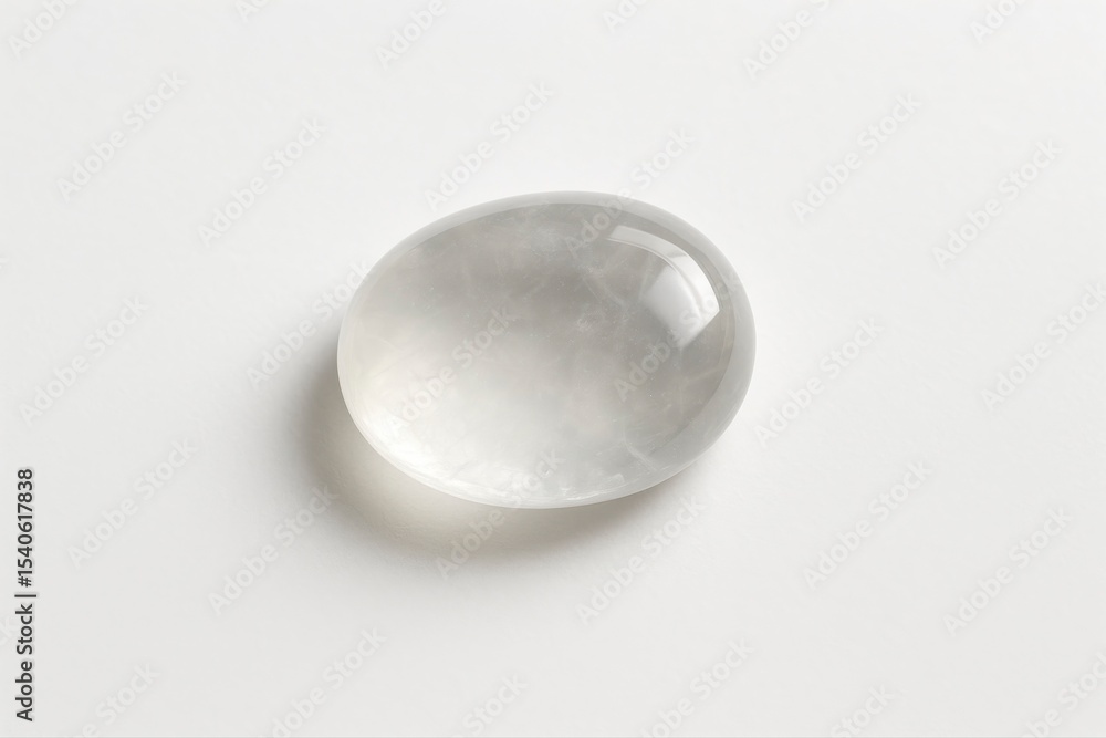 Poster a transparent oval object casting a shadow on a white background plain