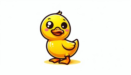 Cute Yellow Cartoon Duckling Illustration