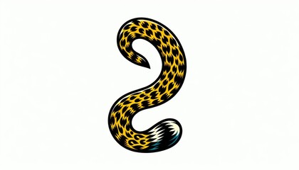 Obraz premium Curled Jaguar Tail on White Background
