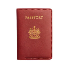 Red Passport Cover with Embossed Design Perfect for Travel and Document Protection Transparent background or png