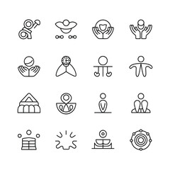 Fototapeta premium Collection of Forty Minimalist Black Line Icons Symbols Geometric Shapes People Objects Design Elements