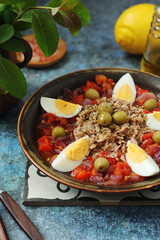 A traditional dish of Tunisian cuisine - Mechouia salad