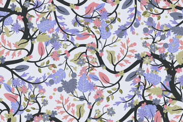 seamless pattern colorful floral ranch flat design