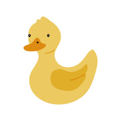 Cute cartoon yellow duckling with a friendly expression in a simple design