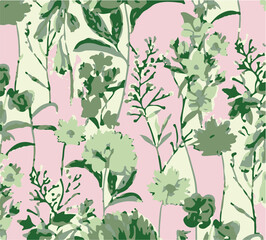 botanical floral, vector, seamless pattern , herbs and leaves ,big set, background with flowers
