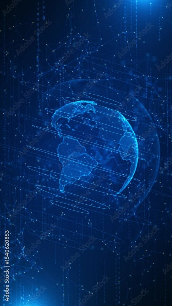 Poster global network connection. big data social network connection. world map point line of global busine