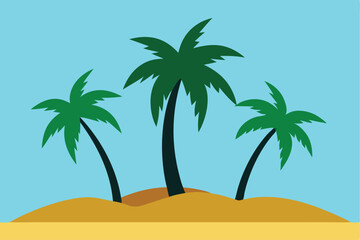 Island Getaway with Swaying Palms A Tropical Scene of Relaxation and Tranquility Underneath a Bright Blue Sky