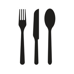 Set different fork, spoon and knife icons sign. Silverware icons. Logotype menu. Menu symbol. Black silverware icon. Vector illustration.
