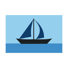 Sailing into Serenity A Simple Illustration of a Sailboat on Calm Waters Under a Clear Sky