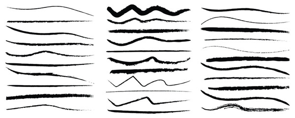 Wavy underlines vector horizontal chalk lines. Underline markers collection. Vector illustration of scribble lines vector illustration isolated on white background.
