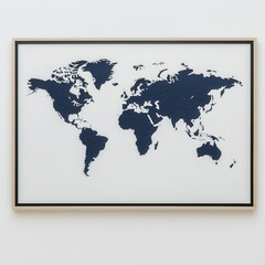Artistic World Map with Navy Blue Design on White Background