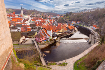 Vltava River and old town, Cesky Krumlov, Czech Republic