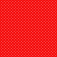 White polka dot seamless pattern on red background with bold repeating dots