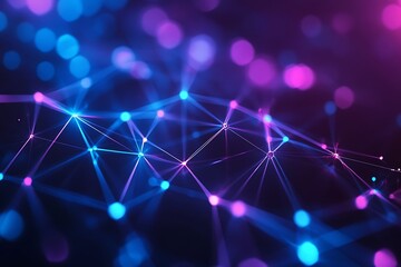 Futuristic Neon Hexagon Network Pattern in Blue & Purple – High-Tech Digital Grid Design

