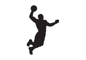 Silhouettes of basketball players vector on white
 basketball jump shot on a white background