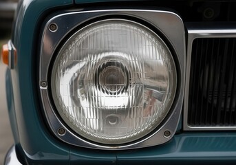 Close-up view of vintage car headlight design