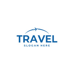 Travel agency vector logo featuring management of travel or tour of people throughout the world
