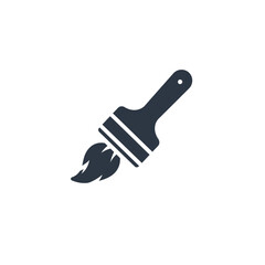 Painter palette and paint brush. icon vector on white background. 