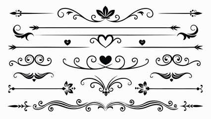 Set of decorative vintage floral design elements with ornate frames and scroll patterns