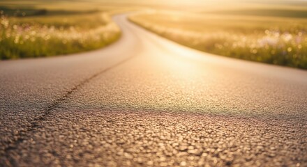 Winding road at sunset in countryside landscape