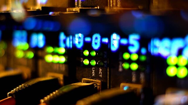 Server Rack with IP Addresses and Network Status Lights