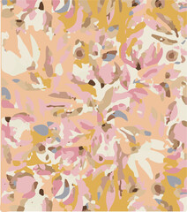 Tropical sunset seamless pattern with silhouettes of palm trees. Red summer vacation print with background of the setting sun, jungle plant Hand-drawn textile design, wallpaper in collage style Vector