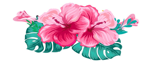 Colorful flower elements vector. seamless border of colorful spring garden flowers.