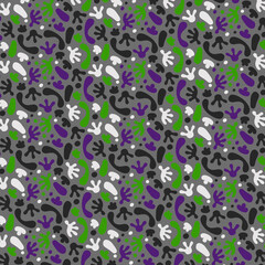 Seamless floral repeat organic shapes pattern with doodle shapes design. Vector fabric texture background.