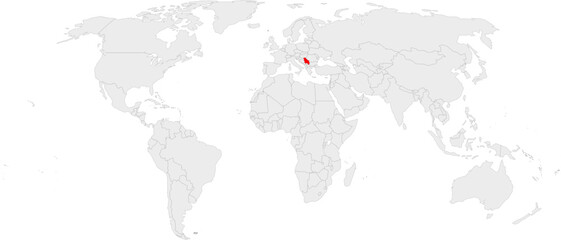 Fototapeta premium Serbia Highlighted on World Map