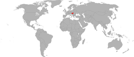 Hungary Highlighted on World Map