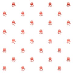 ‪Seamless watercolor pattern with cute jellyfish on a white background – underwater ocean illustration for kids‬