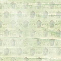 Seamless repeat home pattern with grunge vintage design. Vector fabric texture background.