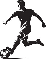 Naklejka premium A stylized silhouette of a soccer player kicking a soccer ball on a white background illustration