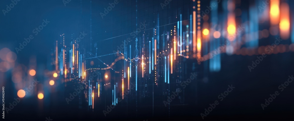 Poster the financial data visualization showcasing a dynamic upward trend in analytics.