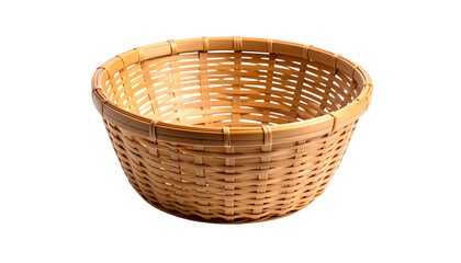 Bamboo basket placed on a transparent background