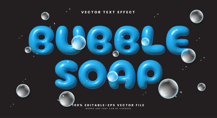 Bubble Soap inflated Style 3d editable text effect Template