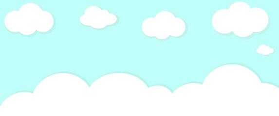 Blue sky with clouds, vector seamless background.Cloudscape in the blue sky, white illustration cloud