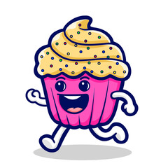 Adorable kawaii cupcakes ice cream cup sweet treats illustration design art fun cute pink food happy sugar