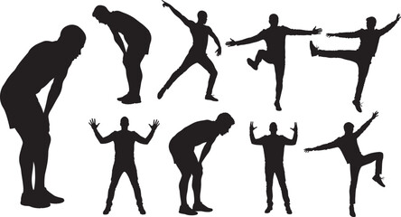 Standing man pose silhouette vector illustration