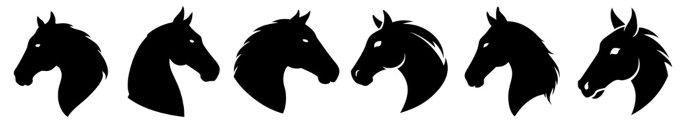 Horse head black icon. Vector animal silhouette