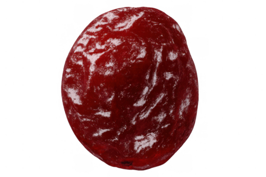 Rotating red planet with white clouds, isolated on transparent background, perfect for space-themed projects