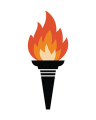 Vibrant Vector Torch with Fiery Flame Symbolizing Hope and Enlightenment Isolated on White Background