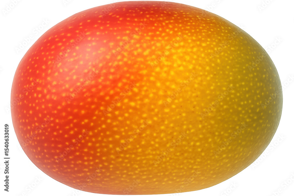 Aufkleber whole mango isolated on transparent background, showing skin texture and gradient color from red to 