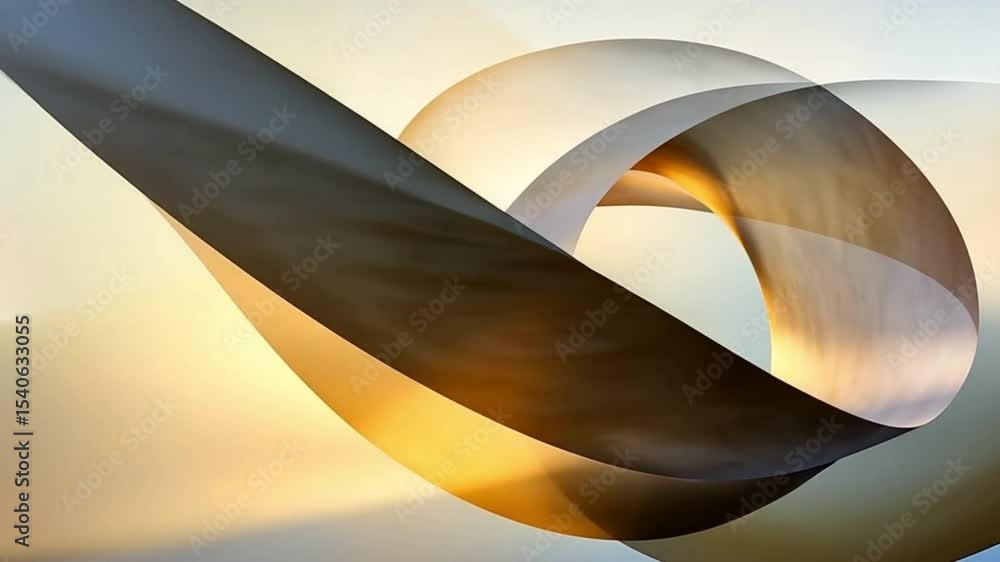 Aufkleber Abstract Geometric Loop: An artistic depiction of interconnected loops, rendered in gradients of light and shadow, inviting exploration of form, dimension, and visual intrigue.
