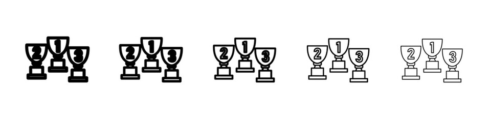 First second Third prize trophy cup icon Flat design on isolated background