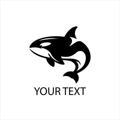 Obraz premium Black and White Orca Whale Logo Isolated on White Background