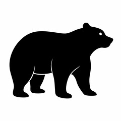 Black silhouette of a bear walking isolated on a white background