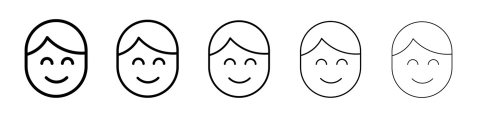 Happy boy face icon Flat design on isolated background